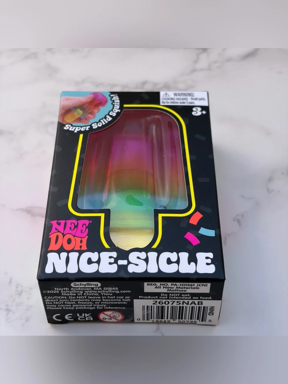 Nee Doh Nice-sicle Super Solid Squish! Fidget Toy Pink/Orange New Authentic